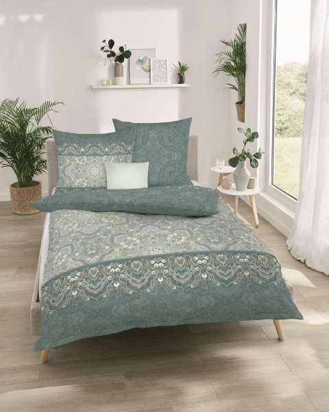 Mako Satin Bettwäsche jade-grün Mako Satin Bettwäsche jade-grün