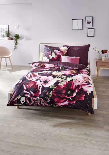 Mako Satin Bettwäsche burgund Mako Satin Bettwäsche burgund