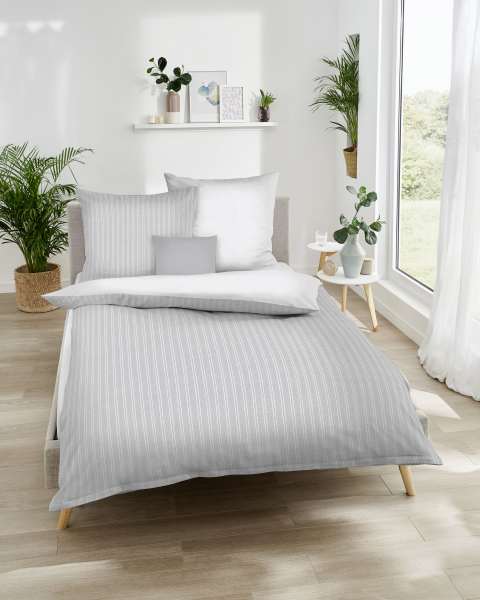 Mako Satin Bettwäsche silber Mako Satin Bettwäsche silber