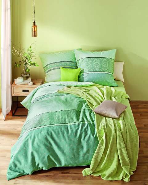 Mako Satin Bettwäsche jade-grün Mako Satin Bettwäsche jade-grün