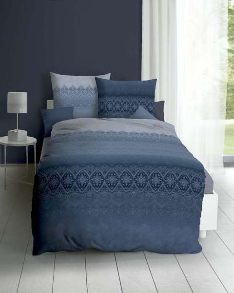 Mako Satin Bettwäsche blau Mako Satin Bettwäsche blau