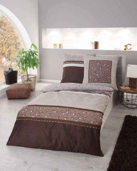Satin Bettwäsche Garnitur braun Satin Bettwäsche Garnitur braun