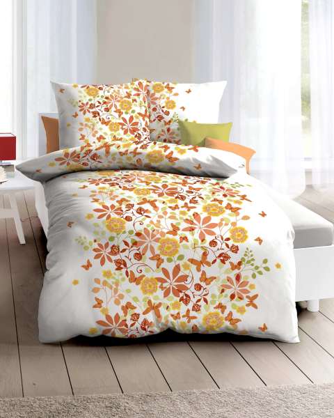 Poly Cotton Perkal Bettwäsche orange Poly Cotton Perkal Bettwäsche orange
