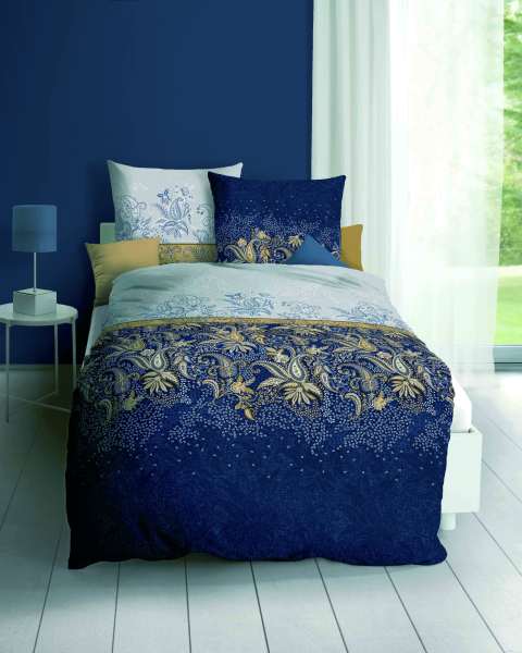 Mako Satin Bettwäsche indigo Mako Satin Bettwäsche indigo