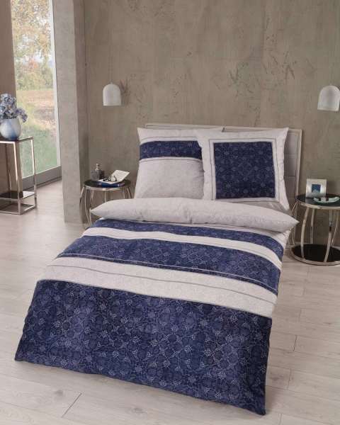 Satin Bettwäsche indigo blau Satin Bettwäsche indigo blau